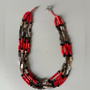 Real coral and mother of pearl necklace
